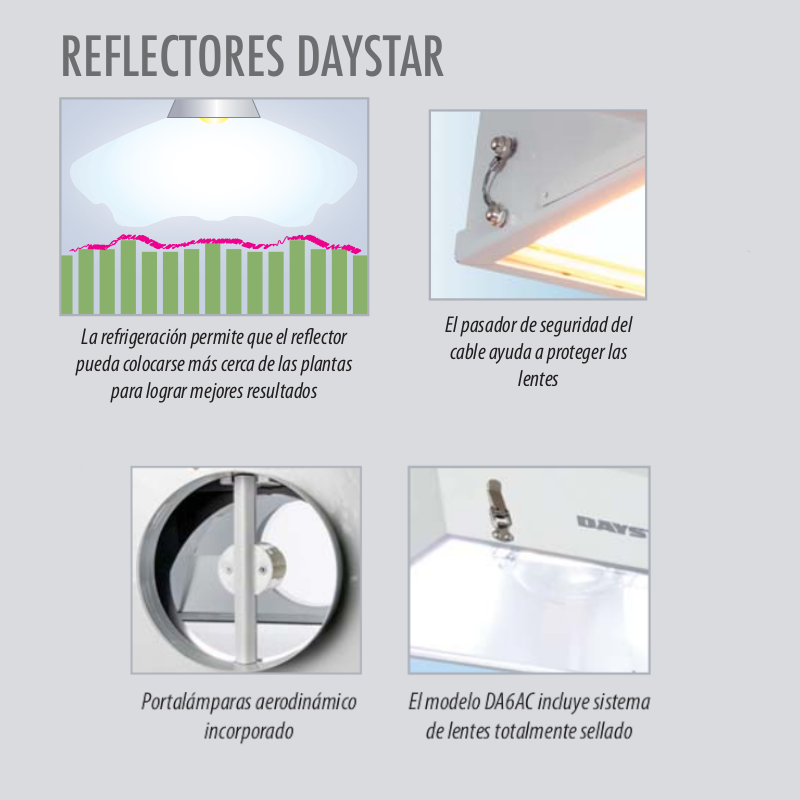 Reflector Daystar AC con brida de 15 cm y lentes